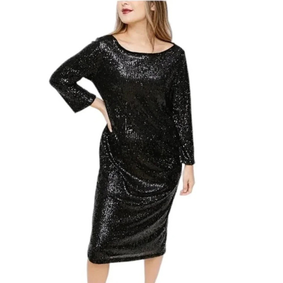 Smash  + Tess The Forever Frosted Dress Black Size Medium Allover Sequin NWT - Picture 2 of 11